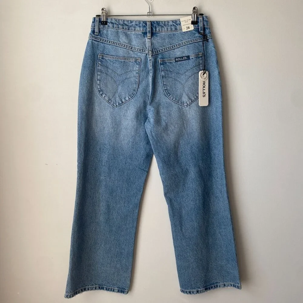 Rollas Womens Classic Flare Crop Sienna High Rise in Light Vintage Blue Size 28 - Picture 4 of 11